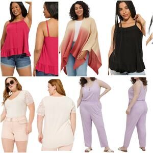 Torrid NWT 5 Piece Bundle Size 4X Ruana Wrap, Jumpsuit, 2 Swing Tanks, SS Shirt